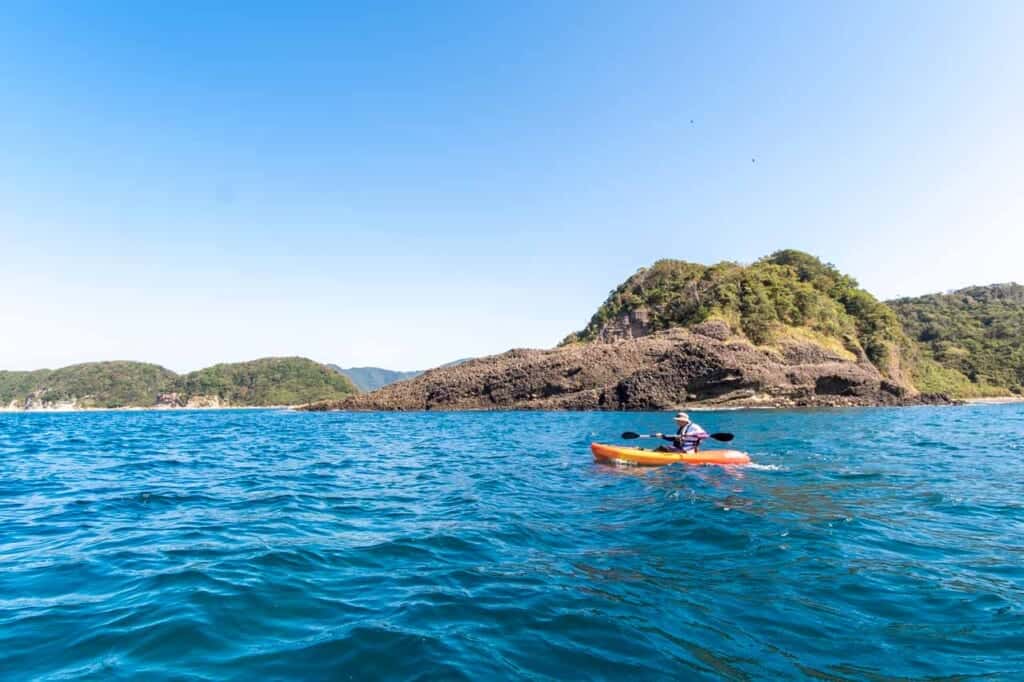 person kayaking in Japan