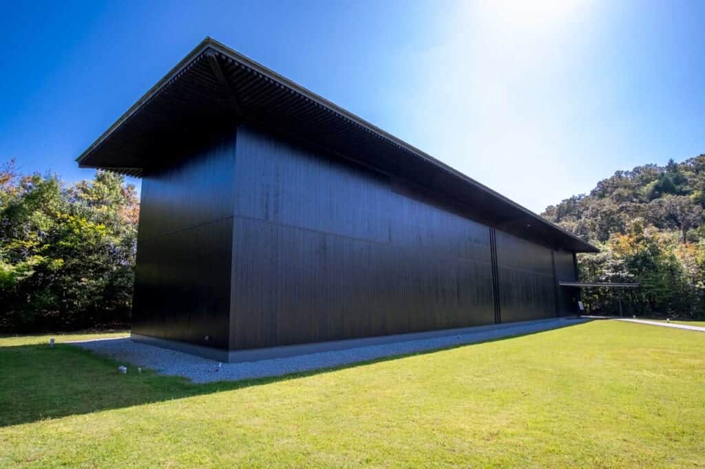 art inside modern museum at Wakuden no Mori in Japan