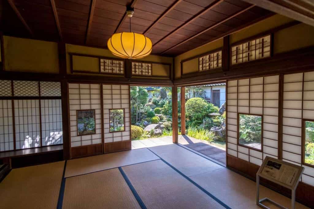 Japanese garden views from traditional tatami room