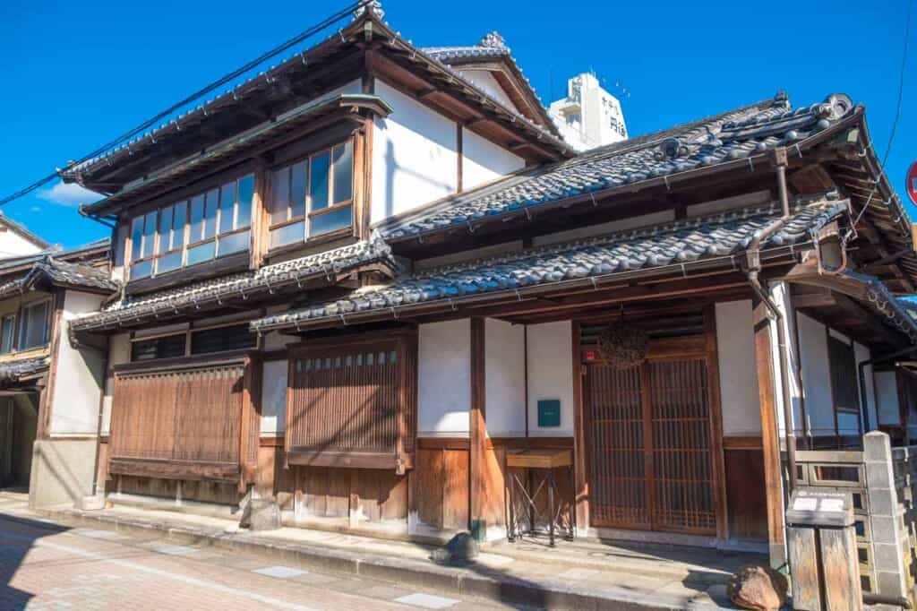 traditional latticed wooden house in Japan