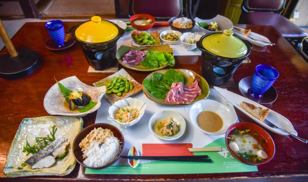 traditional Japanese dinner in Tsuruoka, Japan