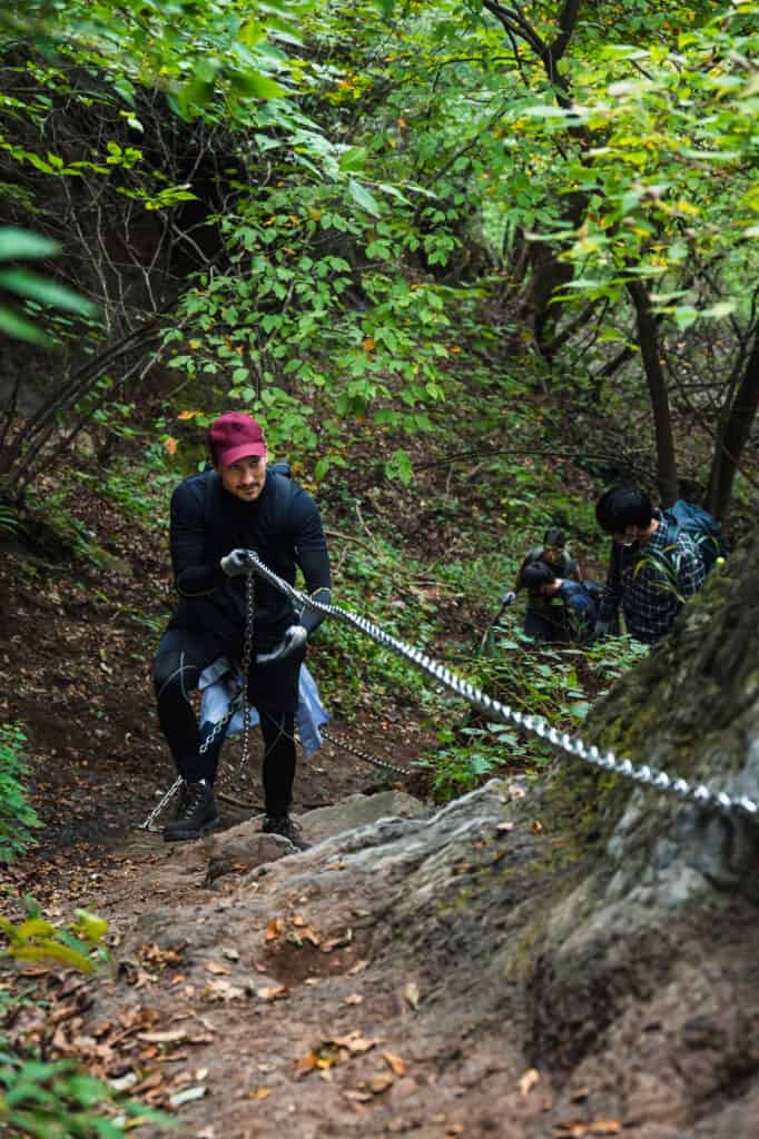 shugendo hiking trail on mount myogi near tomioka city, Japan