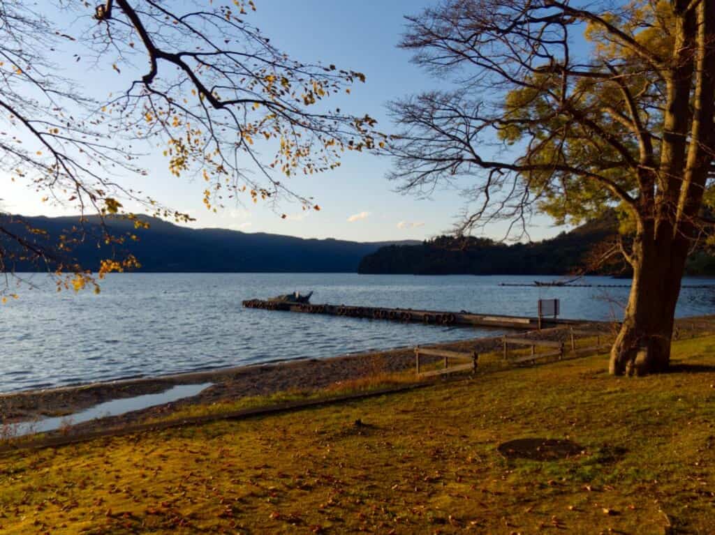Shore of Lake Towada during autumn in Aomori, Japan