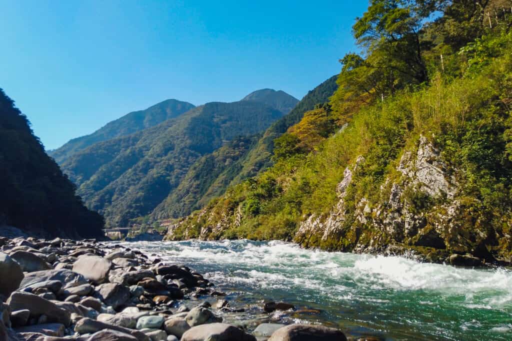 whitewater rafting river in shikoku, japan
