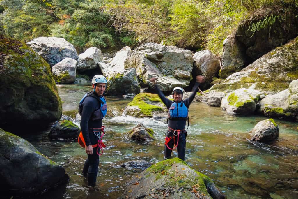 people in water for adventure travel in shikoku, japan
