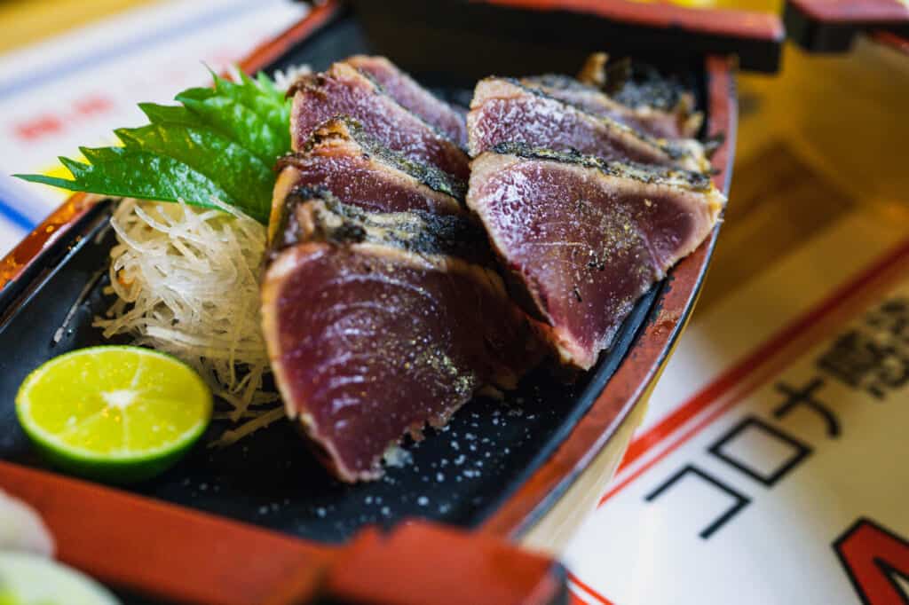 katsuo no tataki, a bonito tuna dish in shikoku, Japan