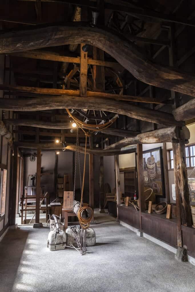 Antique soy sauce production tools at Old Merchant Residence of Fujita Senneji, Ashimori, Okayama