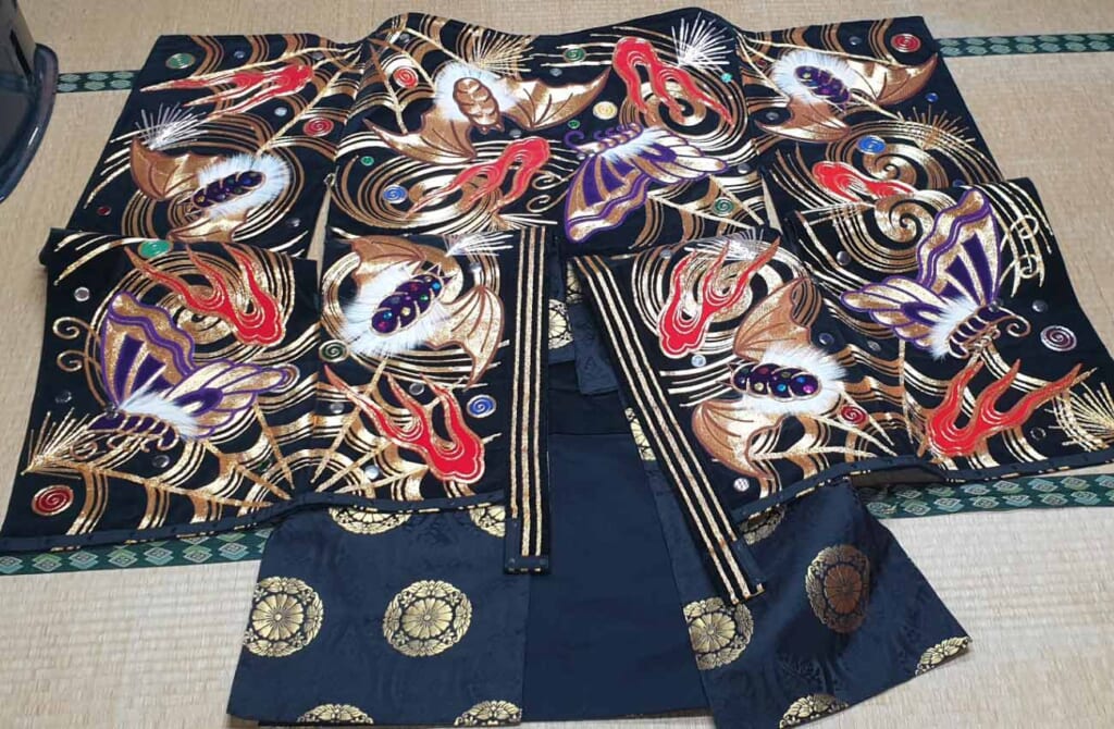 Iwami Kagura costume in the making