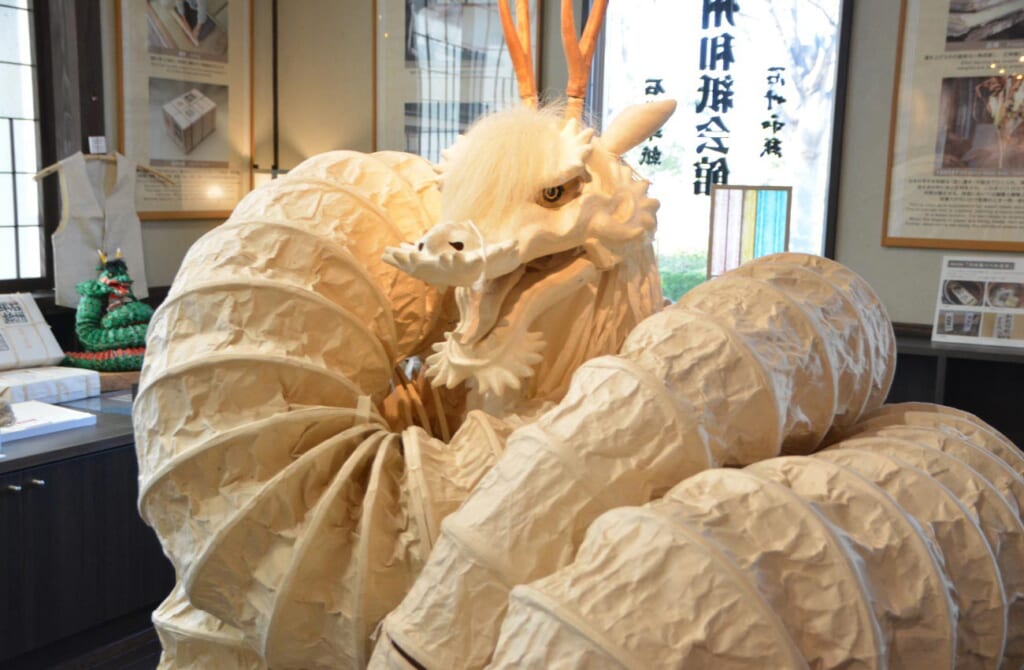 Serpent for Iwami Kagura made out of Sekishu Washi in Japan