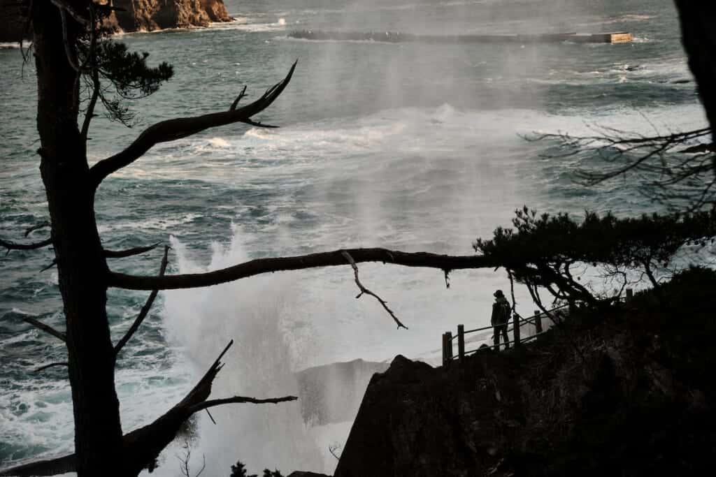 The waves of the Pacific Ocean along Iwate Prefecture while hiking in japan