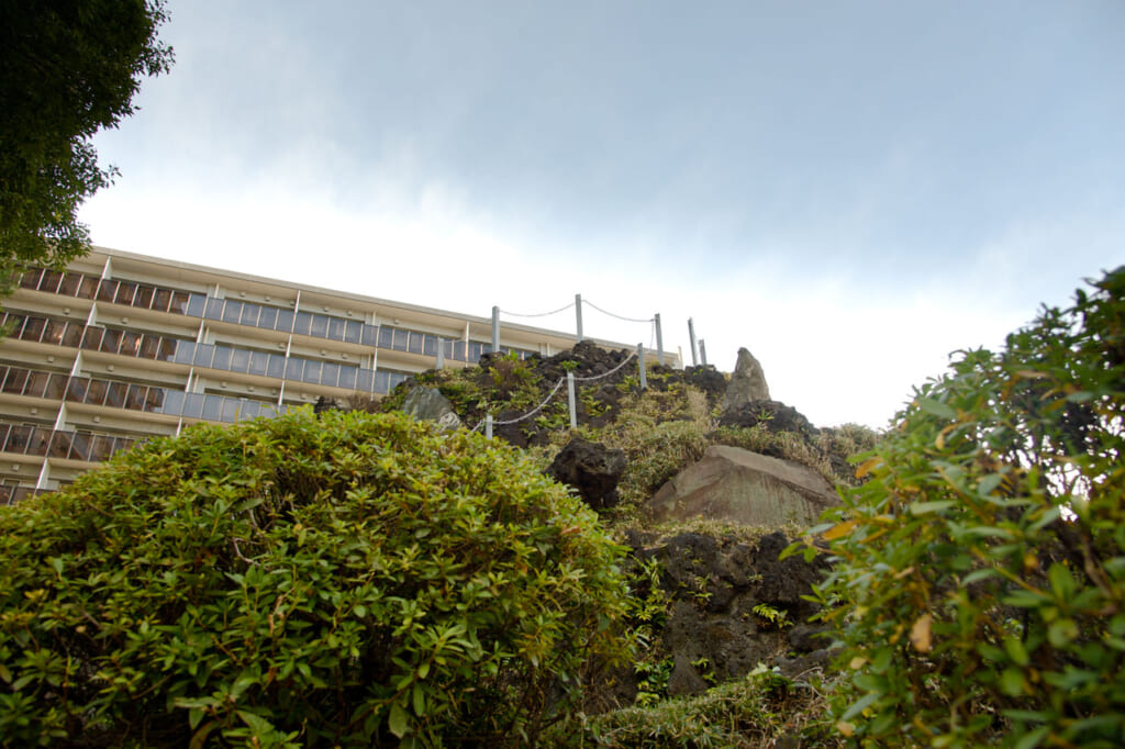 The summit of the fujizuka at Naruko Tenjin shrine in Nishi Shinjuku in Tokyo. 