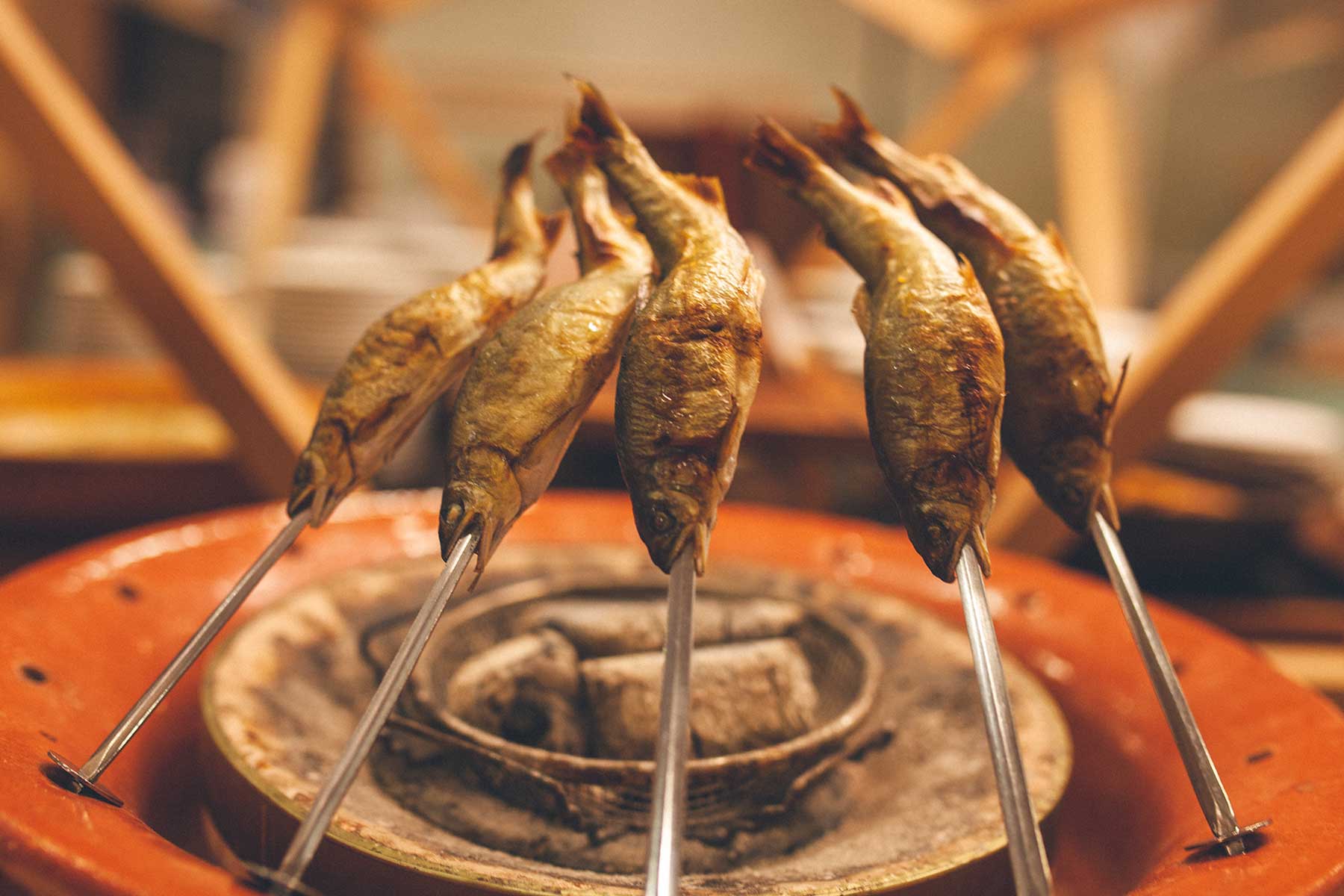 Skewered fish dish in Japan