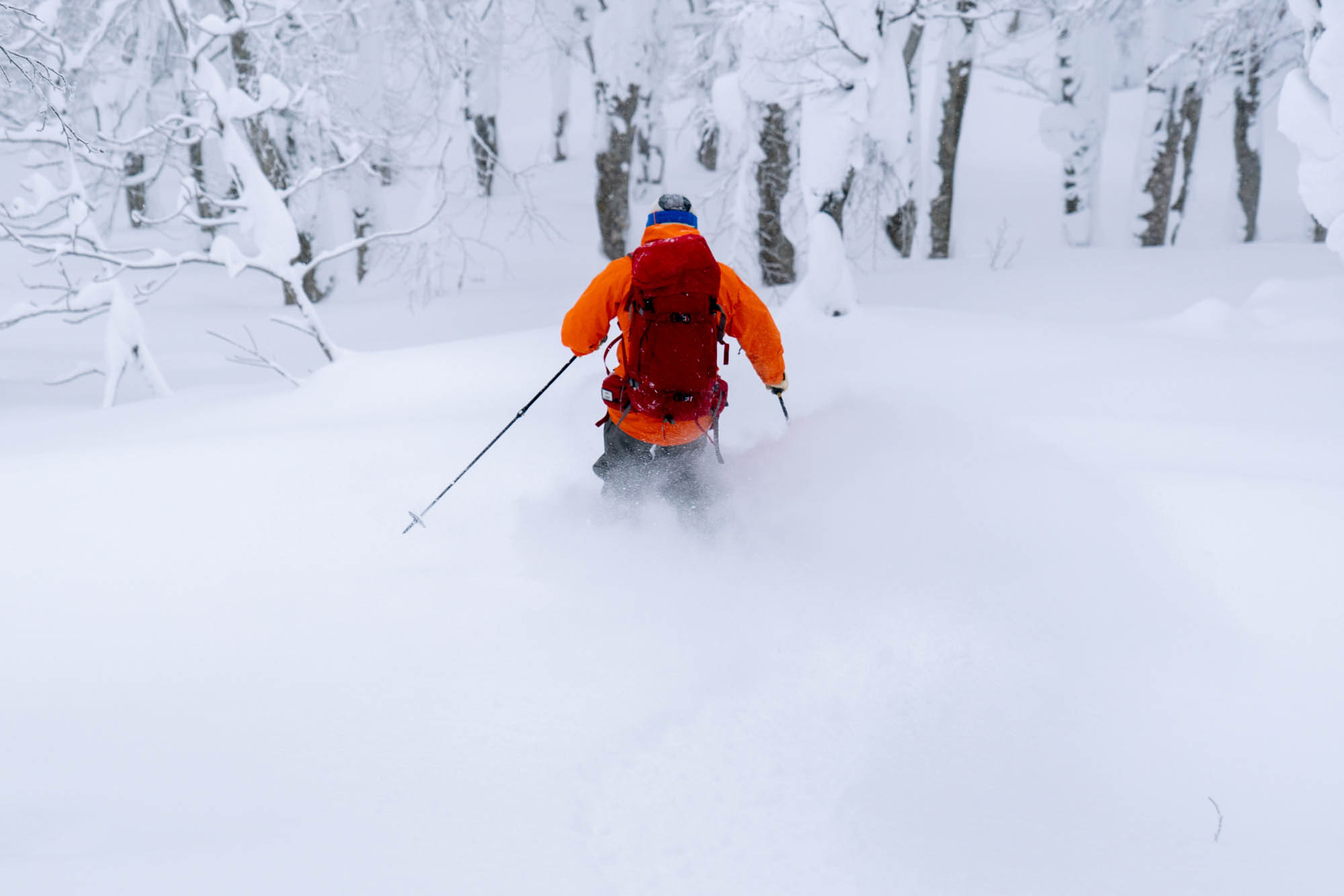 Backcountry skiing on Mt. Hakkoda, Japan