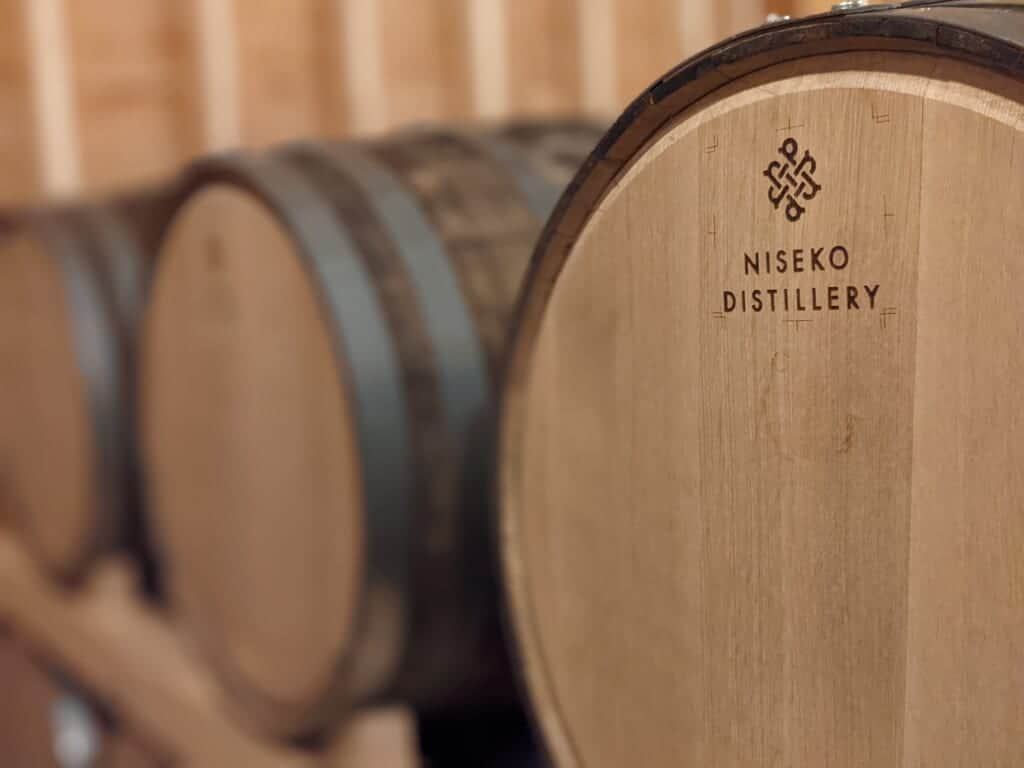Barrels of gin and beer at Niseko Distillery