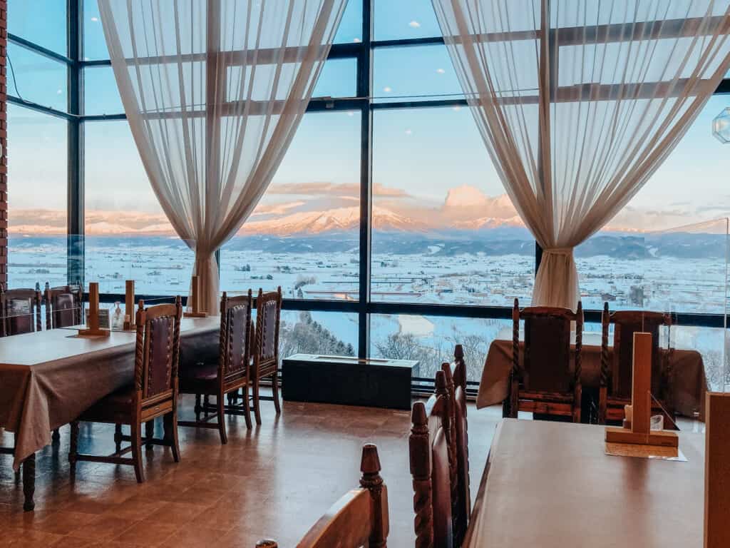 Beautiful floor to ceiling views from Furano Winery