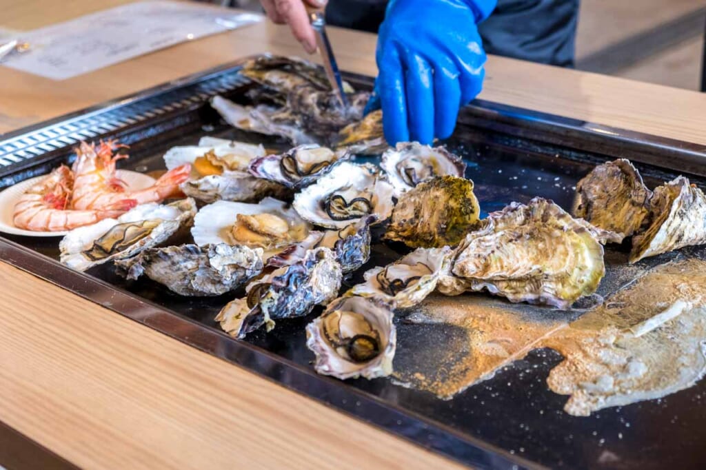 local seafood and oysters in Japanese restaurant