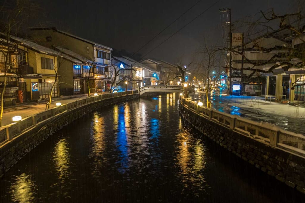 kinosaki onsen at night in Japan