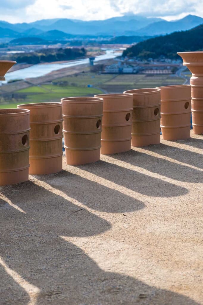 ceramic pots on japanese burial mound