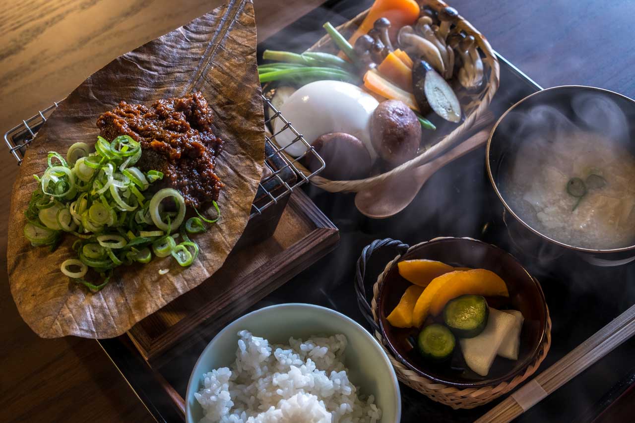 traditional Japanese miso meal in kyoto, japan