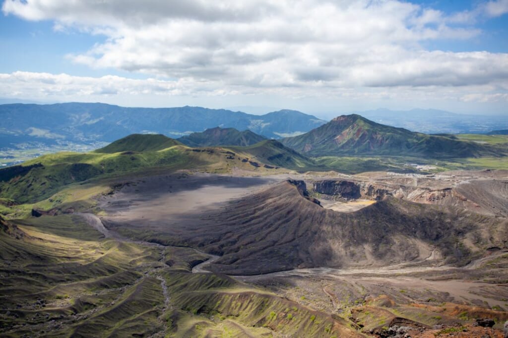 Crater scenery in Aso in Japan