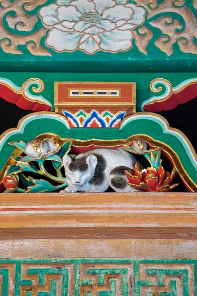The carving of Nemuri-neko at Nikko Toshogu Shrine
