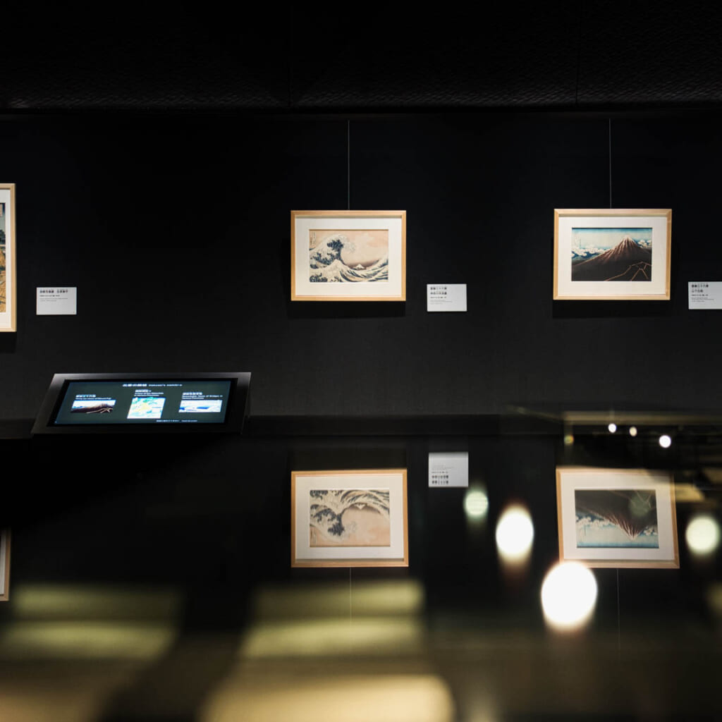 framed print of hokusai print, one of Japan's most famous ukiyo-e printmakers of japan, at the Sumida hokusai museum