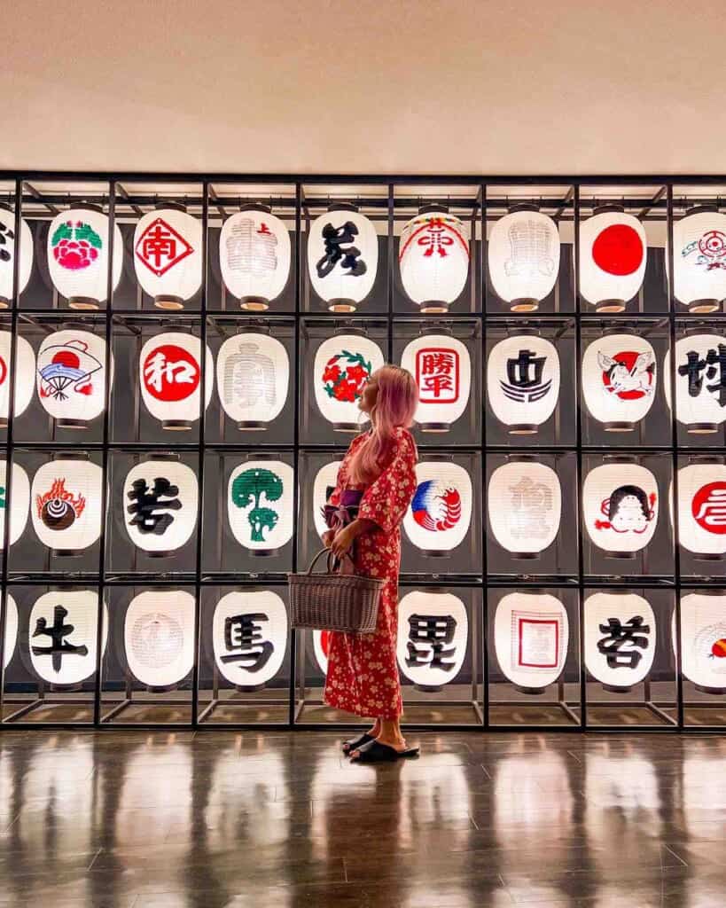 the various onsen lanterns inside the hotel