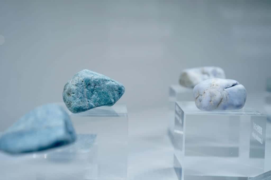 Blue and purple jade at the Fossa Magna Museum in Japan