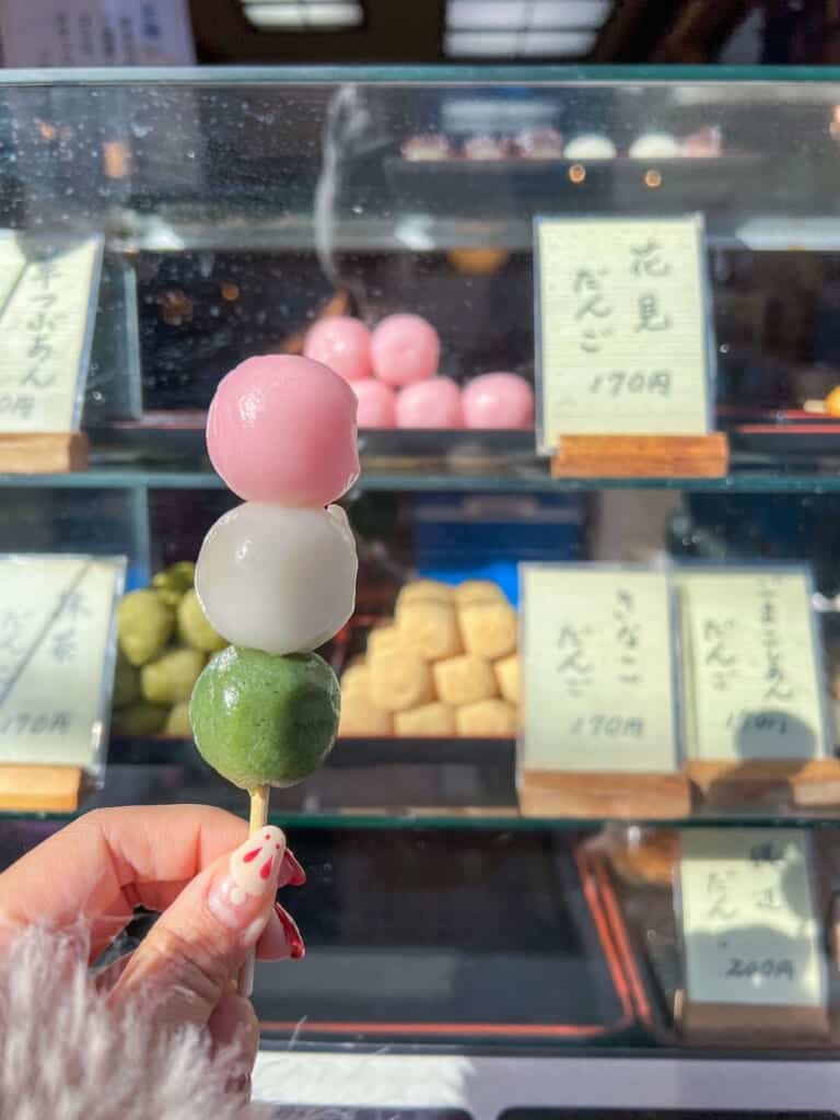 three colored dango in japan