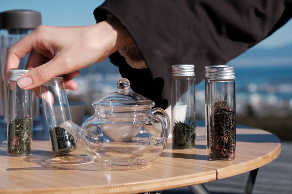 Different kinds of Japanese herbal tea.