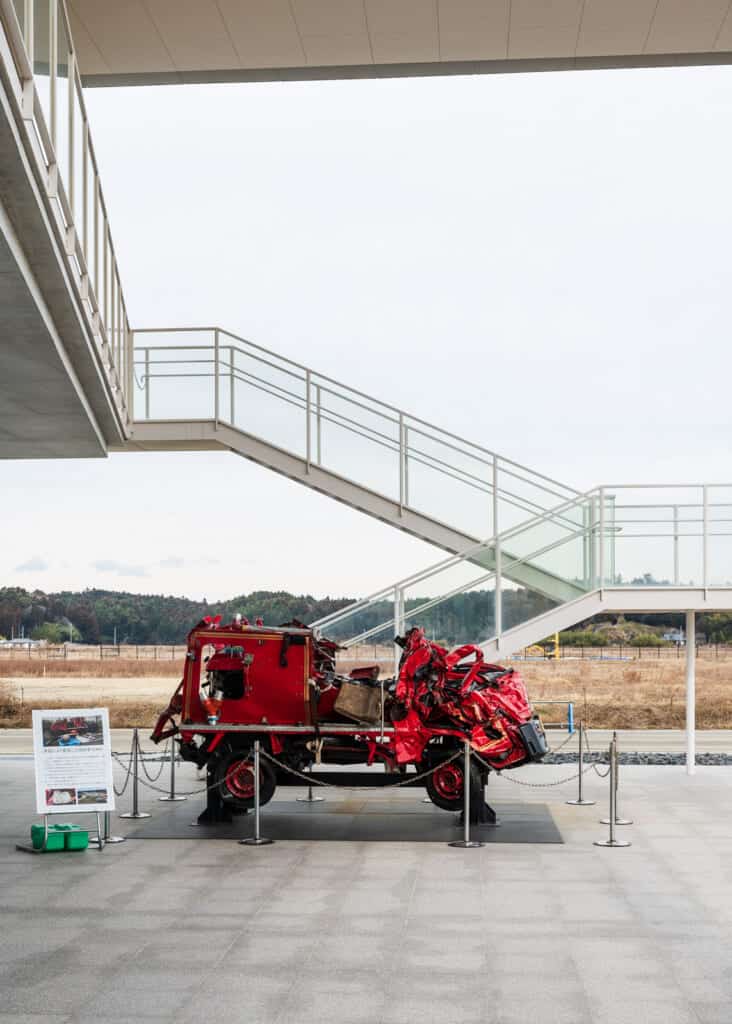 crushed machine at the The Great Eastern Japan Earthquake and Nuclear Disaster Memorial Museum