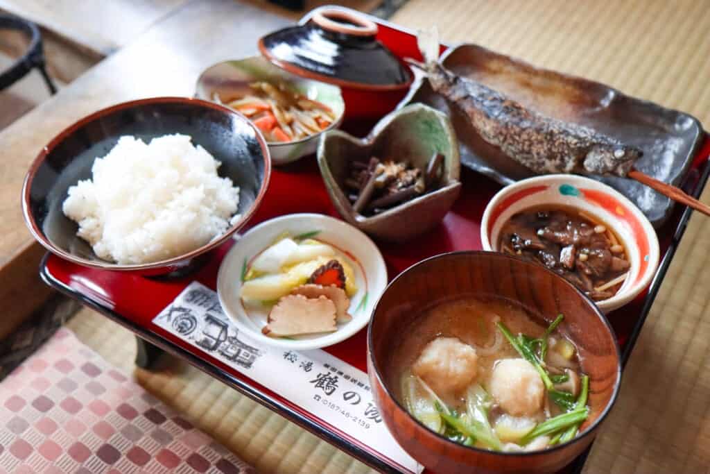 Traditional Akita food with mountain yam