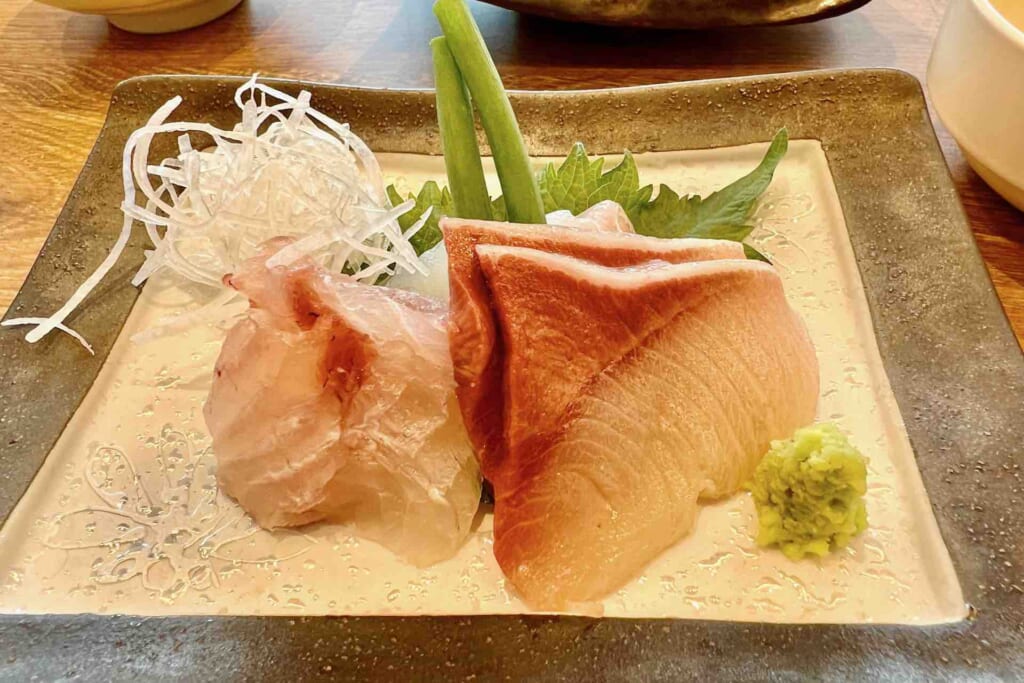 sashimi at Ikoi no mura Namie, Fukushima