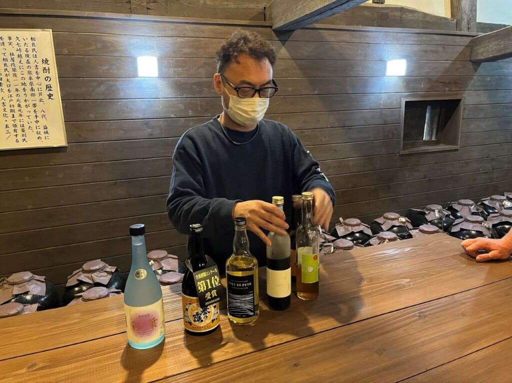 Shochu tasting at the Fukano Brewery, Japan.