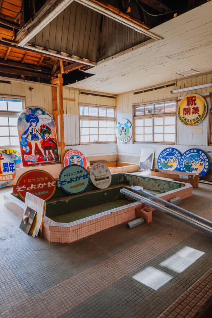 retro signs at a railway history museum