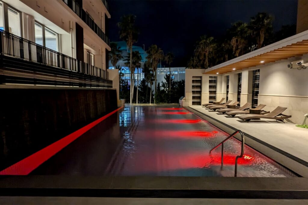 outdoor swimming pool at Sansui Naha Hotel, Okinawa