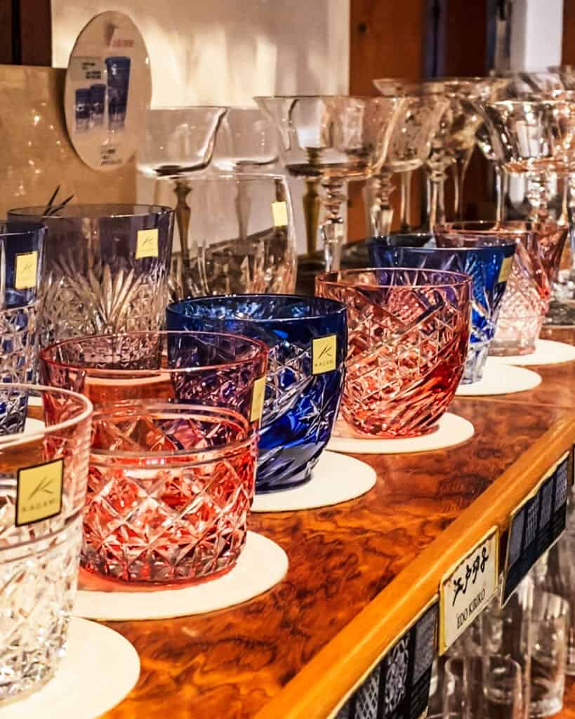 Kiriko glassesa at Sokichi’s Kiriko Workshop