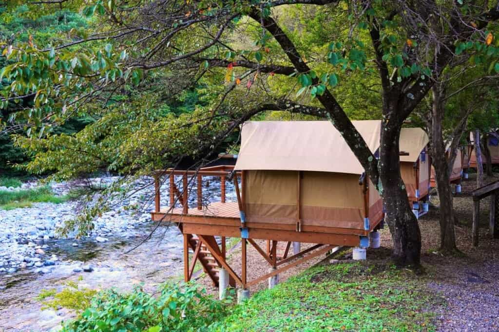 Glamping hut at Canyons Minakami