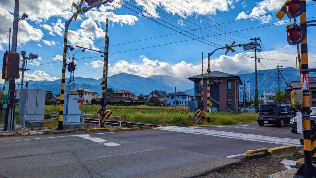Mountains and railroad in Japan
