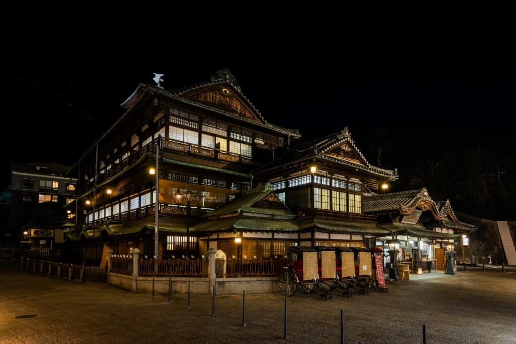 Dogo Onsen Honkan at night