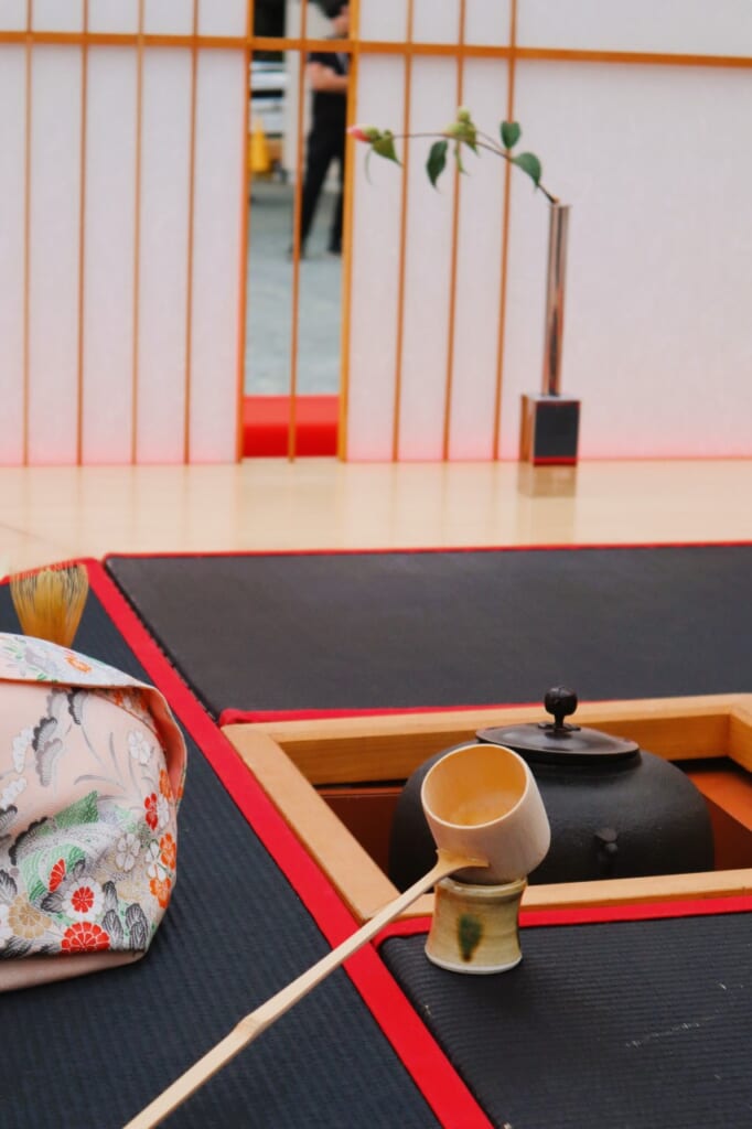 wooden ladle pouring ceremonial tea