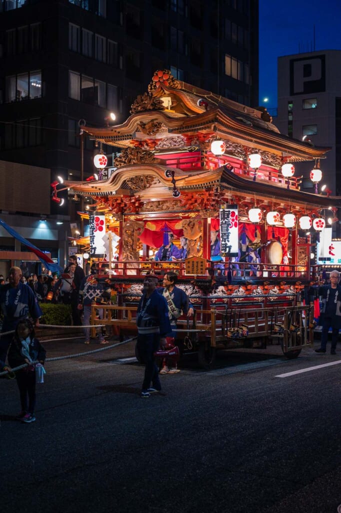 Yatai float at night in Hamamatsu Festival in Japan