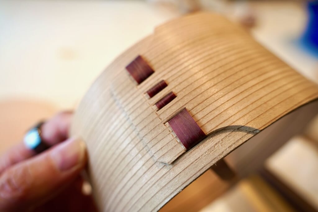 Odate magewappa workshop, sewing cherry bark