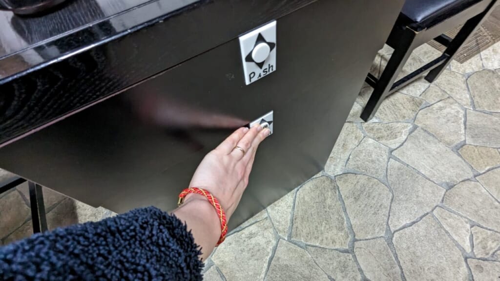 Hidden menu storage at Nikaku Shokudo, a ninja themed restaurant