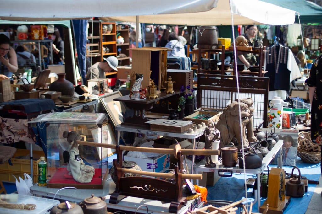 Antique market at a temple in Kawagoe Japan