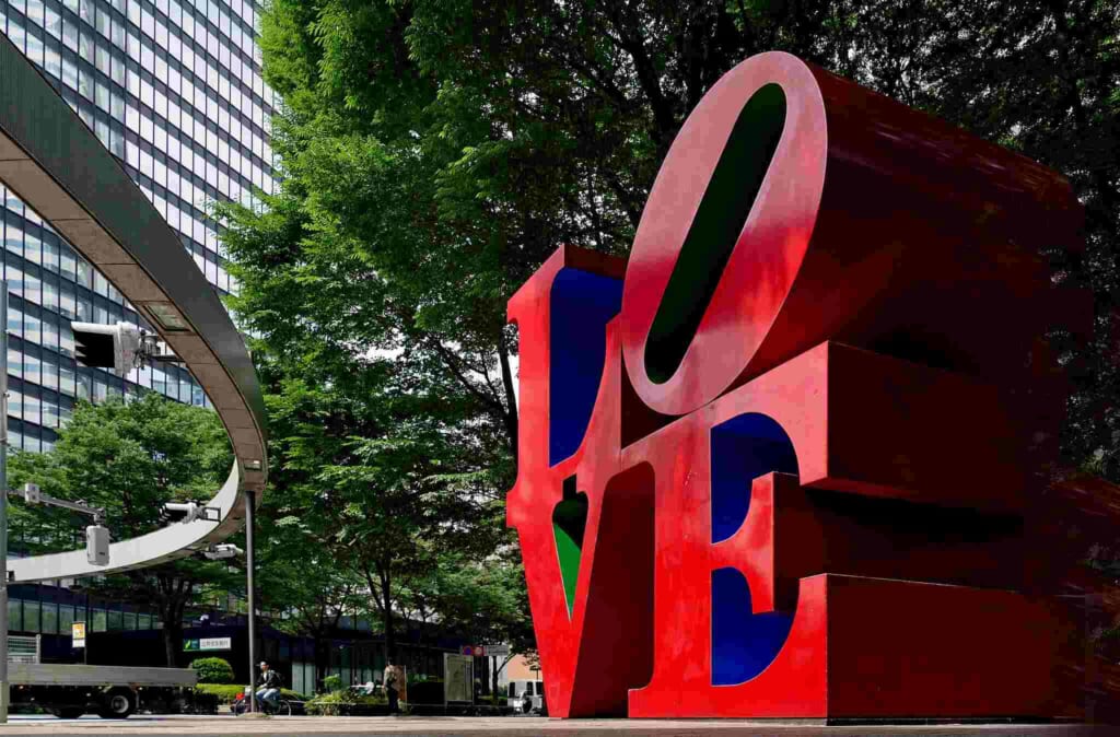 love  public art sculpture in Shinjuku, Japan