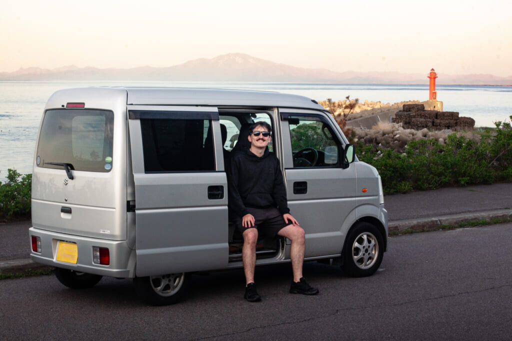 Justin Randall with his band in Hokkaido before a driving accident