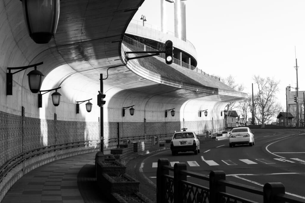 Cars driving in Hokkaido