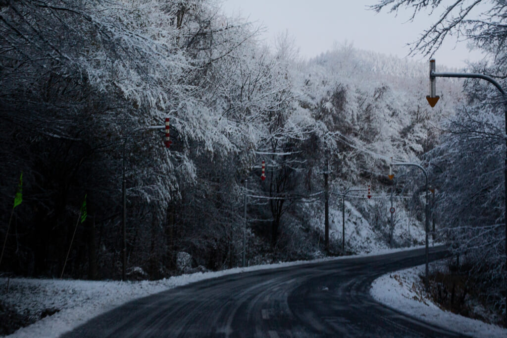 Snowy roads in rural Hokkaido