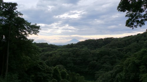 Par temps clair, on aperçoit le mont Fuji  du haut tu temple zen Kenchoji à Kamakura